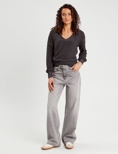 Pull réversible gris foncé femme