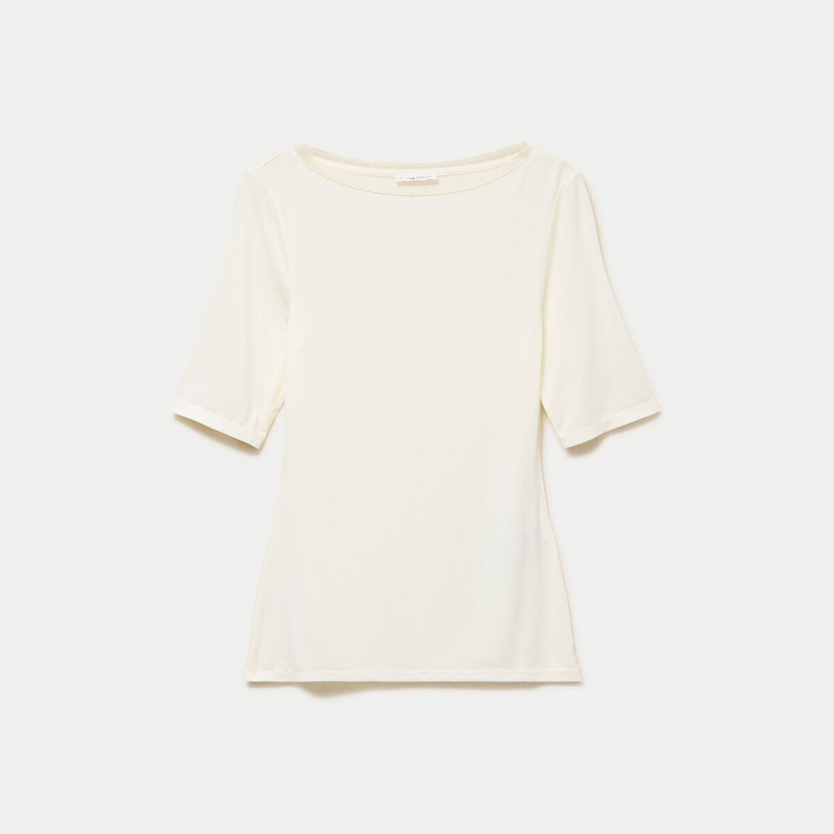 T-shirt ajust&eacute; manches courtes ecru femme