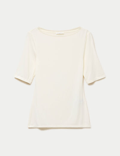 T-shirt ajust&eacute; manches courtes ecru femme