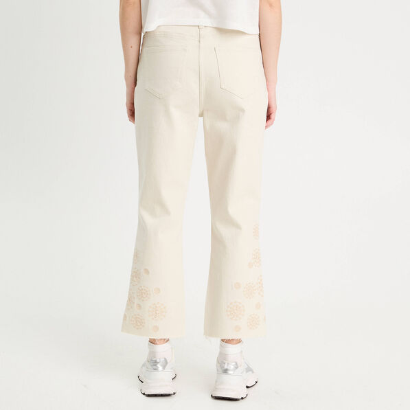 pantalon large brode 78eme ecru femme Pantalon large brodé 7/8ème ecru femme