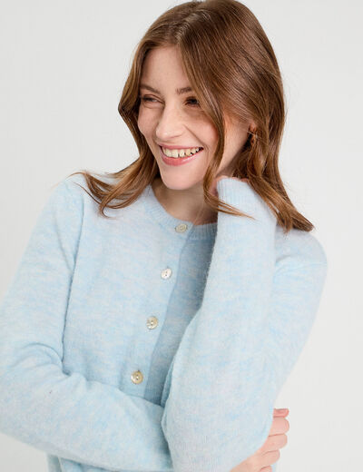 Gilet manches longues bleu pastel femme