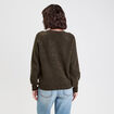 Pull avec col en V vert kaki femme