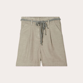 Short ample ceinture tressée vert kaki femme
