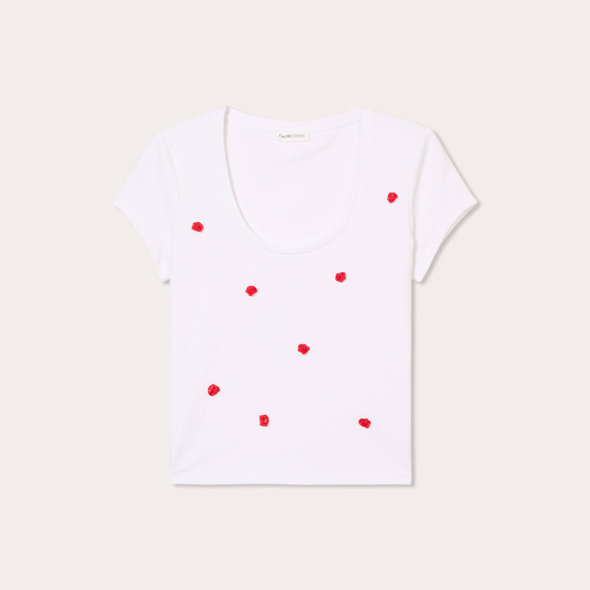 T-shirt détails brodés blanc femme