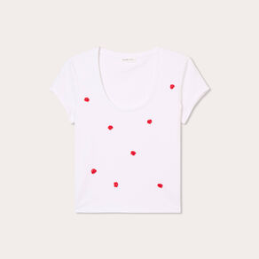t shirt details brodes blanc femme T-shirt détails brodés blanc femme