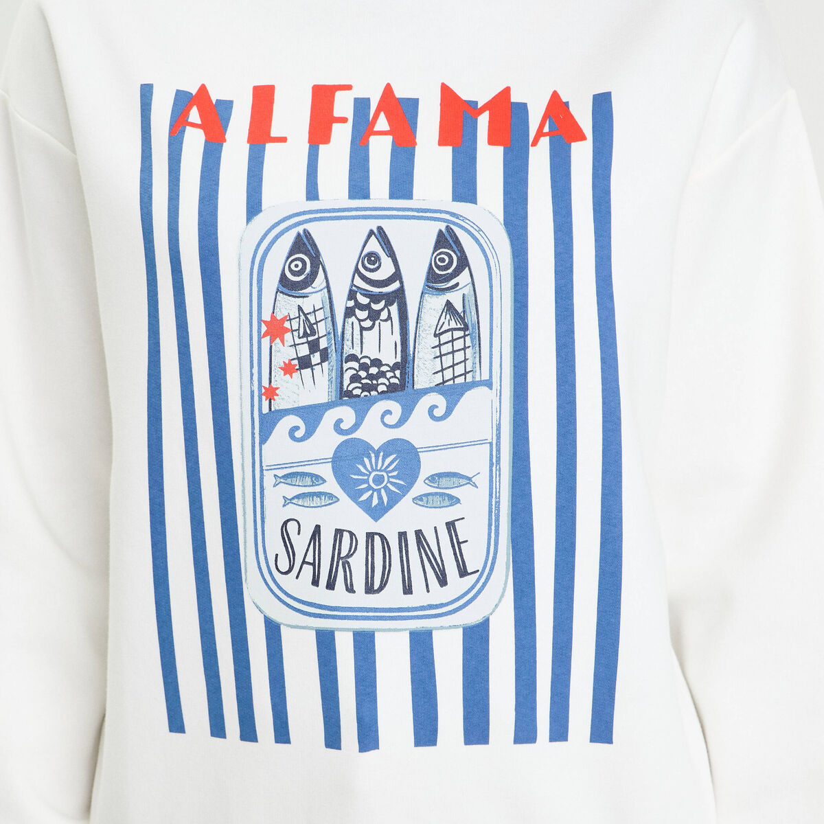 Sweat col rond manches longues ecru femme