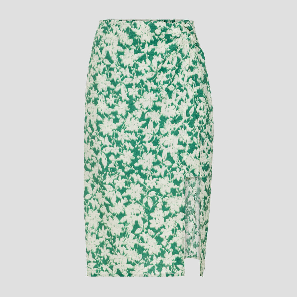 Jupe droite avec fente vert femme