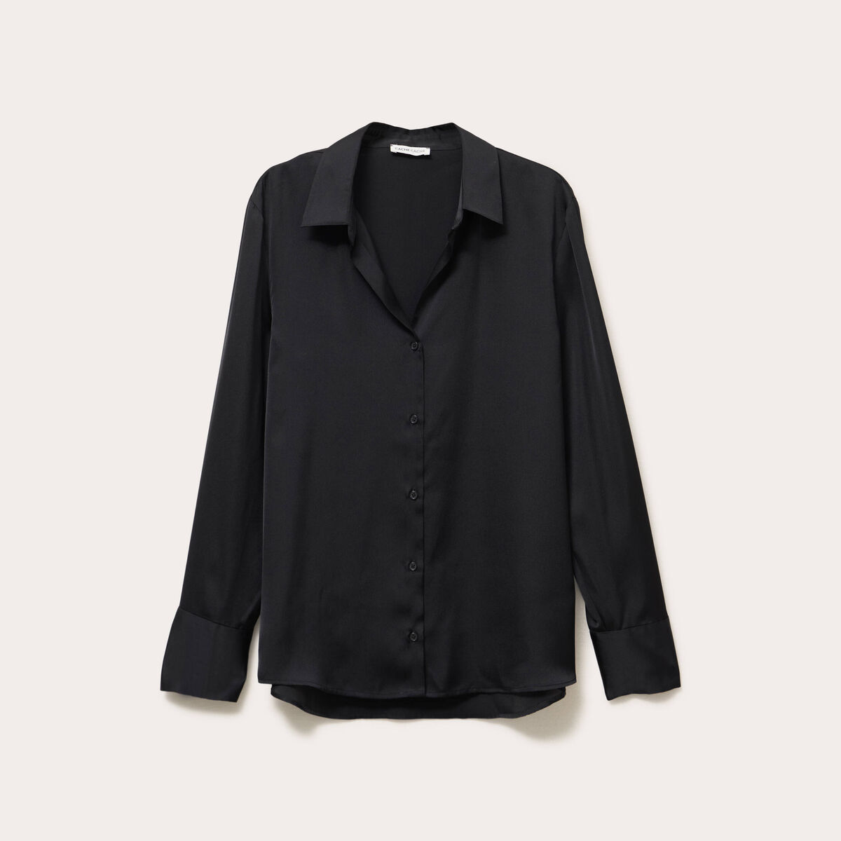 Chemise satin&eacute;e noir femme