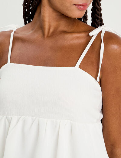 Blouse bretelles fines ecru femme