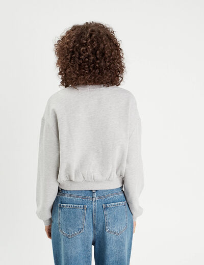 Sweat manches longues gris clair femme