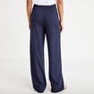 Pantalon large taille haute bleu marine femme