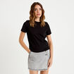 T-shirt col rond manches courtes noir femme