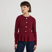 Pull p&eacute;plum avec boutons rouge fonc&eacute; femme