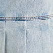 Jupe droite plissée en jean denim bleach femme