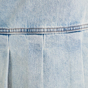 jupe droite plissee en jean denim bleach femme Jupe droite plissée en jean denim bleach femme