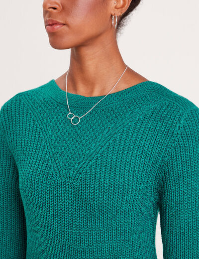 Robe pull droite col rond vert canard femme