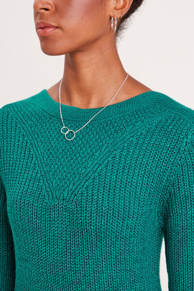 Robe pull droite col rond vert canard femme