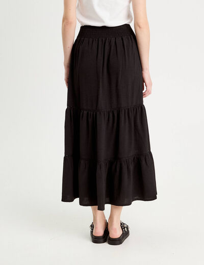 Jupe longue évasée noir femme