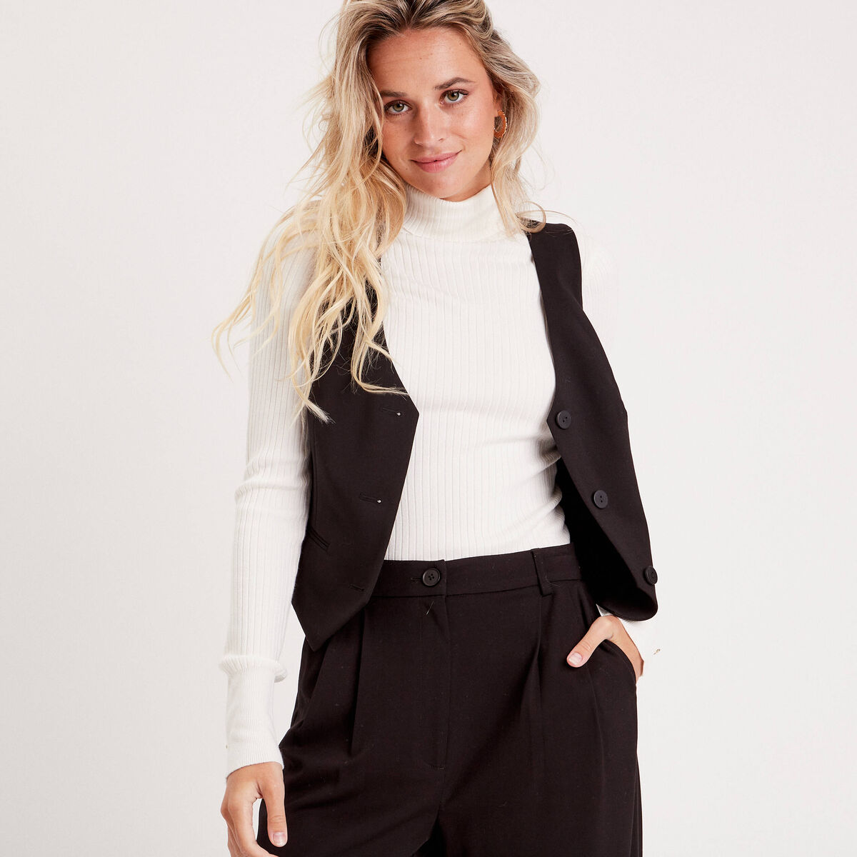Veston sans manches noir femme