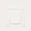 Pull cintr&eacute; court col bardot ecru femme