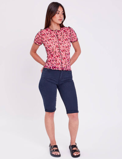 Pantacourt bleu marine femme