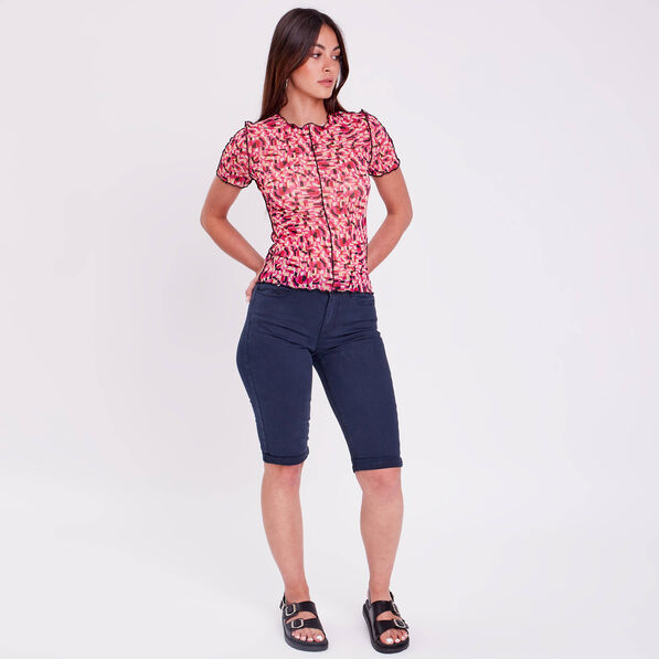 Pantacourt bleu marine femme