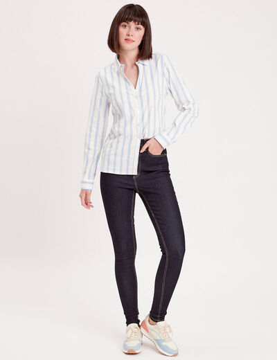 Jeans skinny taille élastiquée denim brut femme