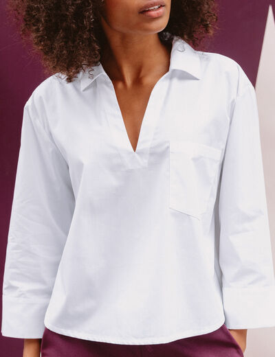 Blouse manches 3/4 blanc femme