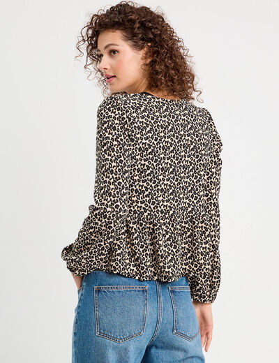 Blouse nouée manches longues blanc femme