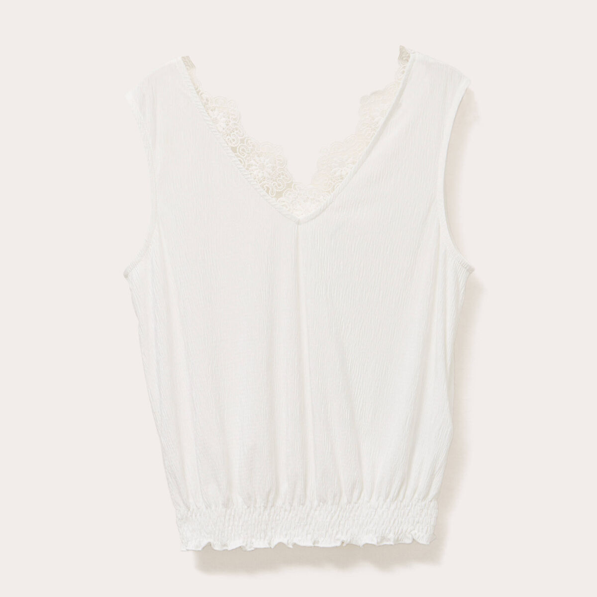 Blouse sans manches ecru femme