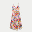 Robe longue &eacute;vas&eacute;e col v bretelles blanc femme