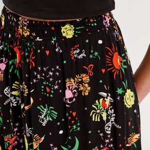 Jupe longue évasée noir femme