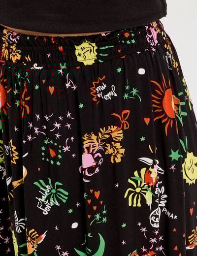 Jupe longue évasée noir femme