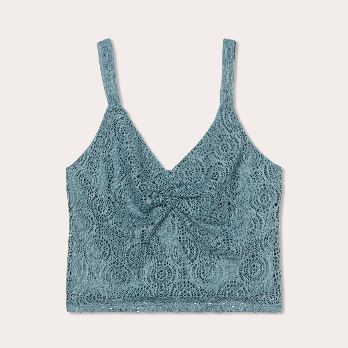 Débardeur cropped dentelle vert foncé femme