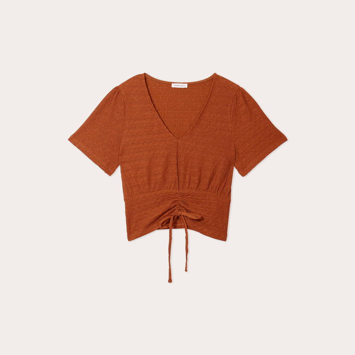 T-shirt manches courtes marron femme