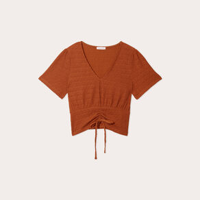T-shirt manches courtes marron femme