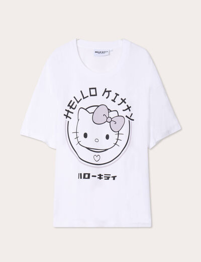 T-shirt oversize Hello Kitty blanc femme