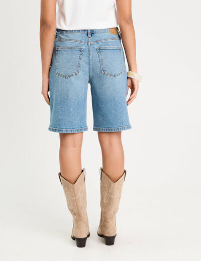 Bermuda large en jean denim double stone femme