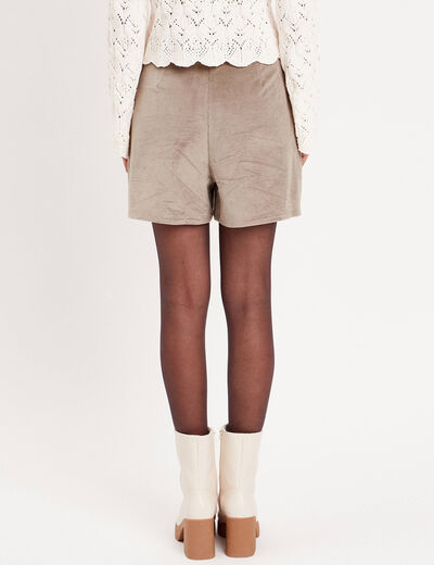 Jupe-short moulante velours vert kaki femme