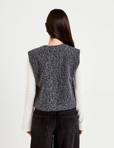 Gilet sans manches gris fonc&eacute; femme