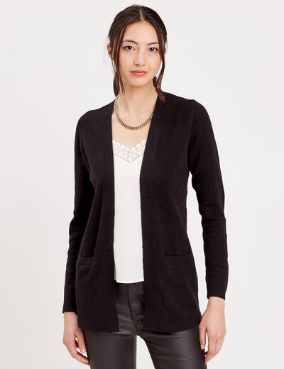 Gilet manches longues noir femme