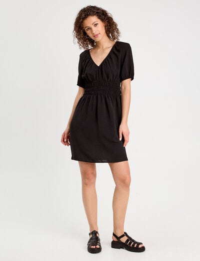 Robe évasée fluide noir femme