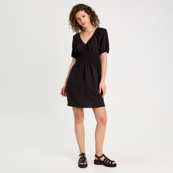 Robe évasée fluide noir femme