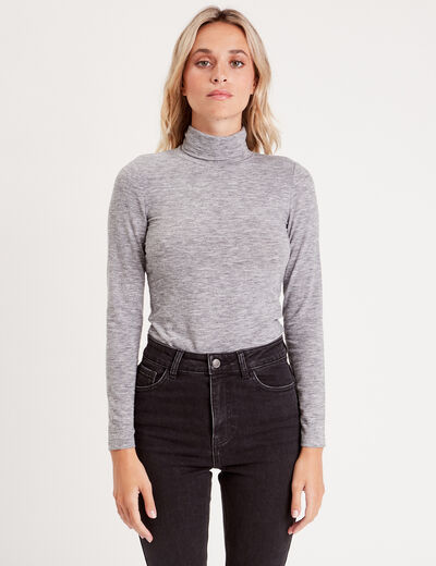 T-shirt col roulé gris foncé femme