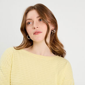 pull col bateau jaune clair femme Pull col bateau jaune clair femme