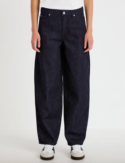 Jean barrel taille haute denim brut femme