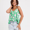 Top court col v bretelles fines vert fluo femme