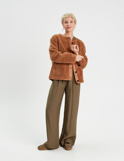 Combinaison pantalon ceinturée vert kaki femme