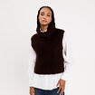 Pull 2-en-1 col amovible marron fonc&eacute; femme