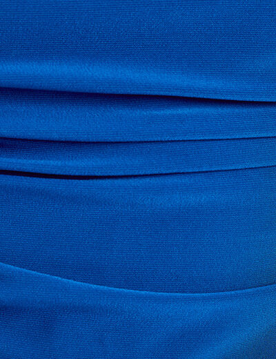 Blouse satin drapé bleu electrique femme